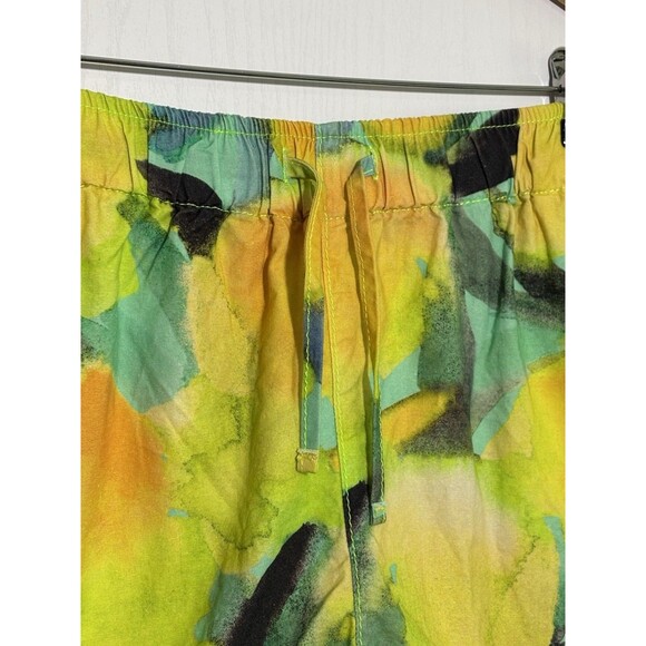 TOPSHOP Lemon Print Shorts Womens Med 8 10 Green Yellow Cotton Drawstring New 3" - Picture 5 of 11